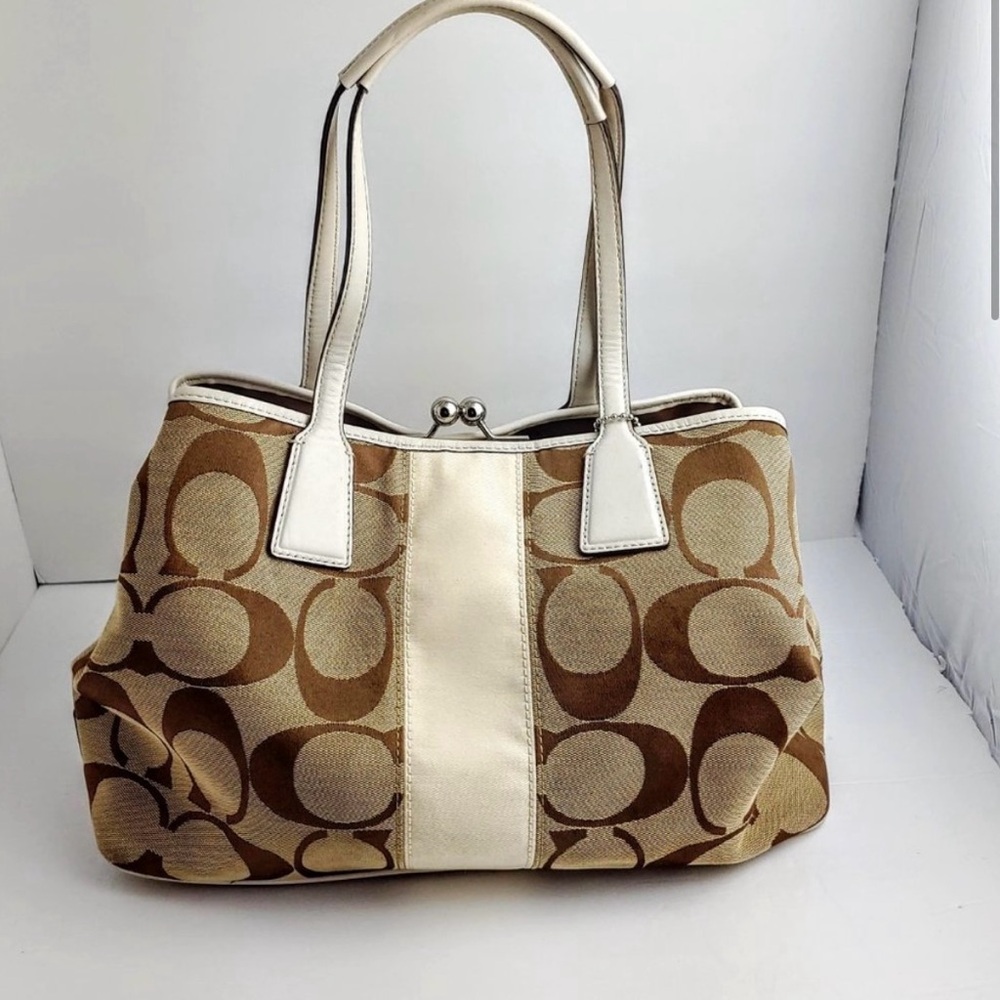Coach Signature Canvas Kisslock Handbag – EUC